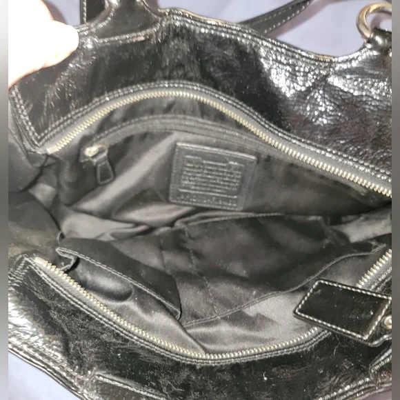 Coach Factory Black Patent Leather Tote - Picture 5 of 7